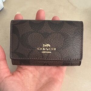 Coach Dark Brown Signature key holder